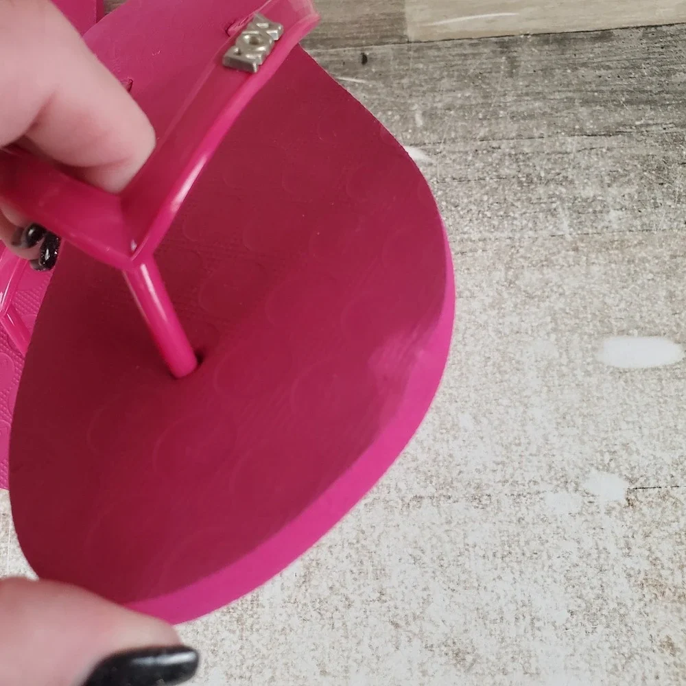 Roxy Viva VI Kid Flip Flop Sandal Sz 3 Hot Pink Leather Comfort Slip On Open Toe